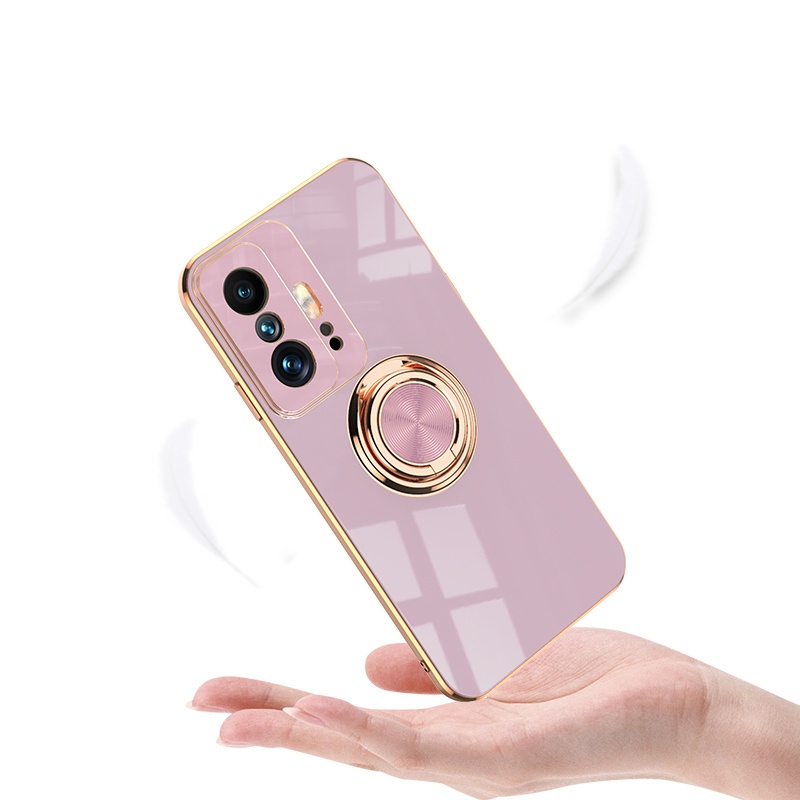 Shockproof Electroplated Metal Ring Stand Holder Mirror Mobile Phone Case For Xiaomi Mi 11T Pro 11Lite 13 Pro Max