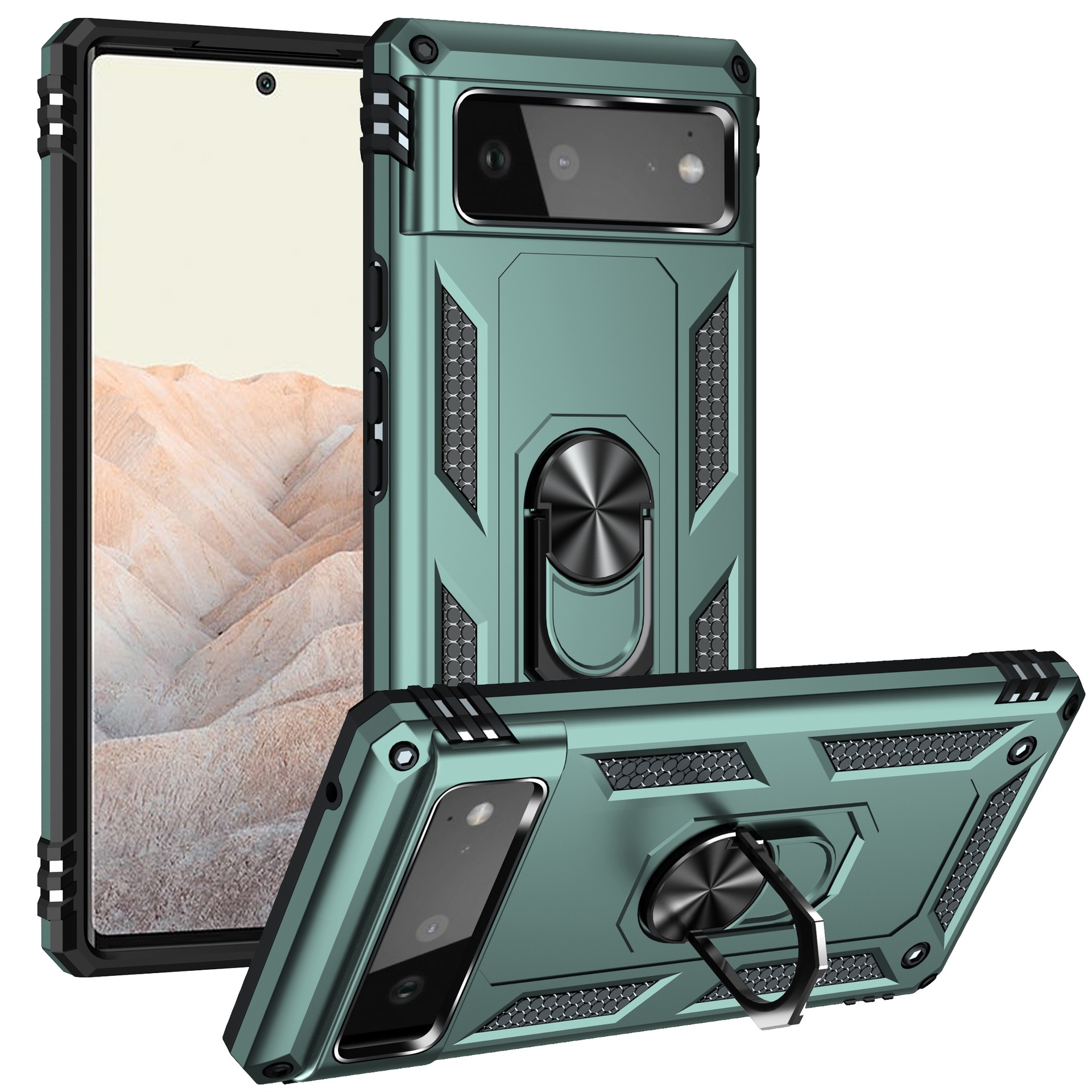 Newest Luxury Magnetic Car Ring Holder TPU+PC Shockproof Anti-fall Phone Case For Google Pixel 6 Pro