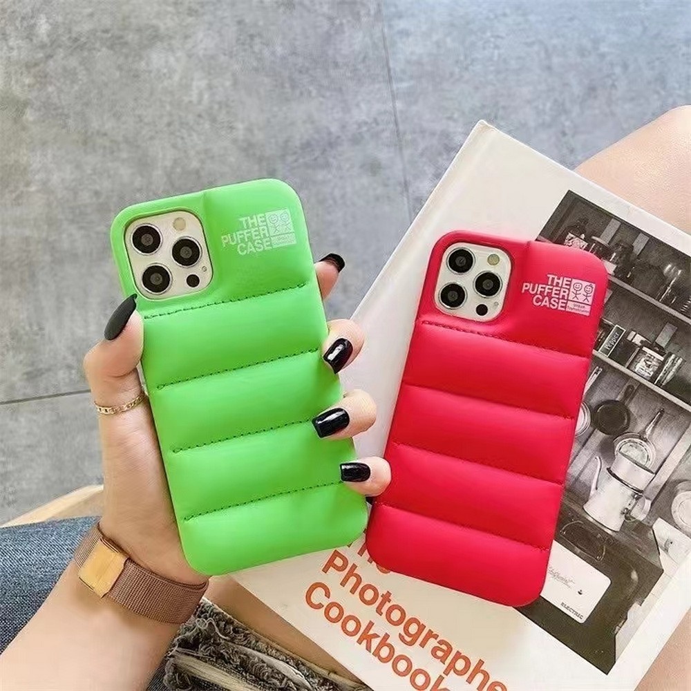 Laudtec PU Puffer Case Cotton-Filled Down Jacket Phone Case For iPhone 13 12 11 Pro Max X XS XR 7 8 Plus