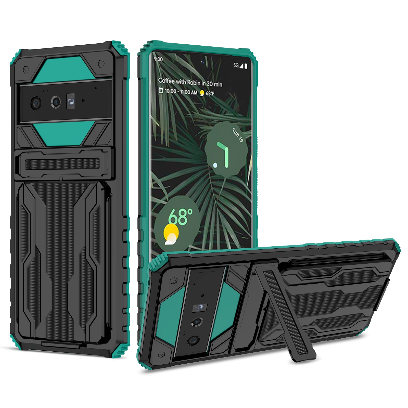 Back Card Slot PC Hard Shell Soft TPU Combo Shock Absorption Cell Phone Jacket Handy Man Cover for Google pixel 6 pro case