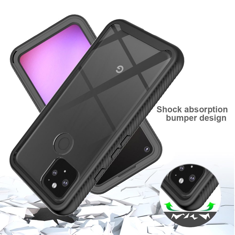 Full Body Rugged Clear Bumper Cover for Google Pixel 5 with Front Frame Hard Cover Phone Case for Google Pixel 5