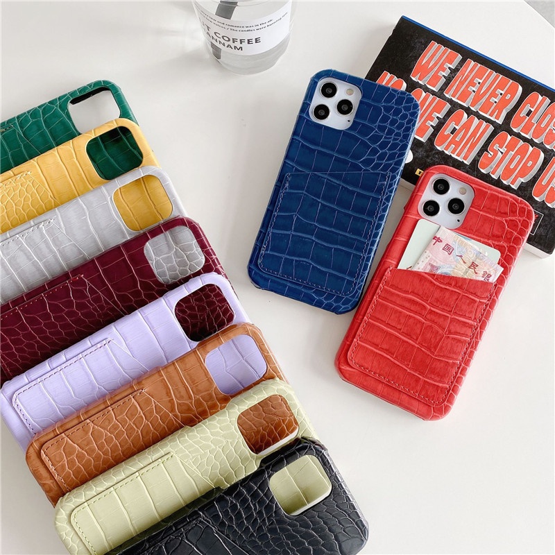 Luxury Brand Hard PU Leather Card Slot Phone Case For iphone 12 11 Pro Max 7 8 Plus Mobile Back Cover