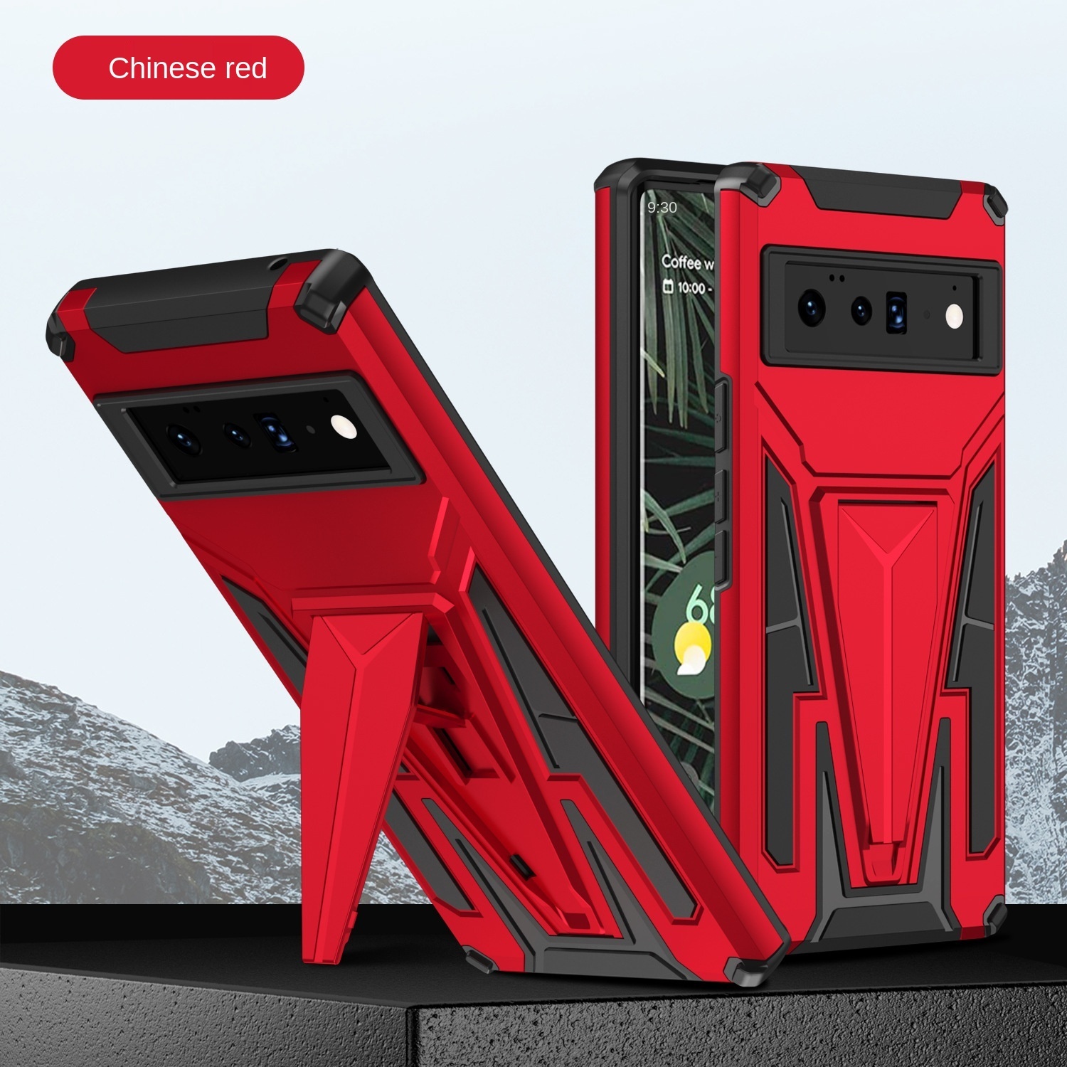 For Google Pixel 6 Pro Phone Case super V armor car hidden bracket  Shockproof magnetic Ring Holder Kickstand phone case