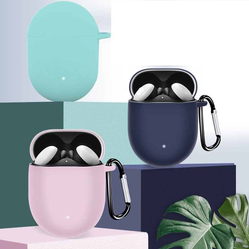 Soft Silicone Full Protection Cover Earphone Shell Case with Carabiner for Google Pixel Buds 2