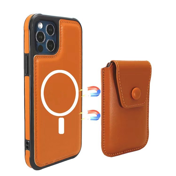 Automatic Adsorption 2 IN 1 PU Leather Magnetic Magsafing Phone Case Credit Card Wallet For Apple iPhone 12 13 Mini Promax