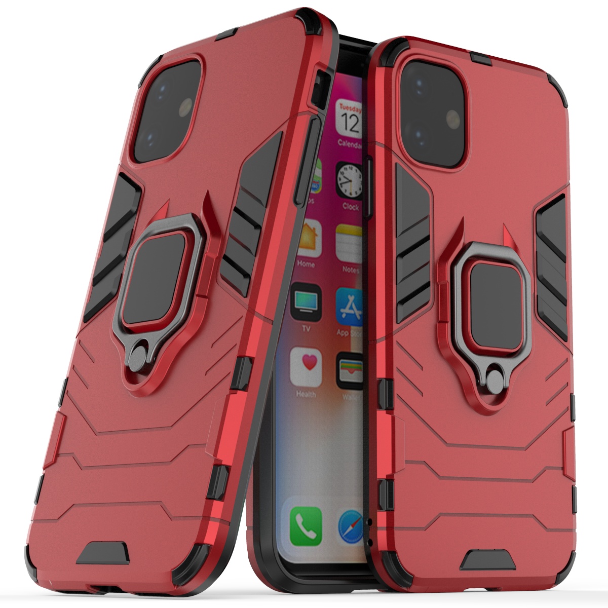 Multifunctional magnetic metal ring holder tpu pc phone case for iphone 11  back cover