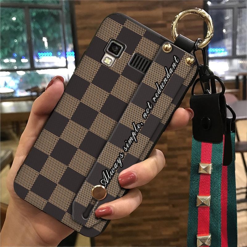 Customize Girl Mobile Back Cover Fashion Pu Leather Plaid Lanyard Womans Phone Case For Apple iPhone
