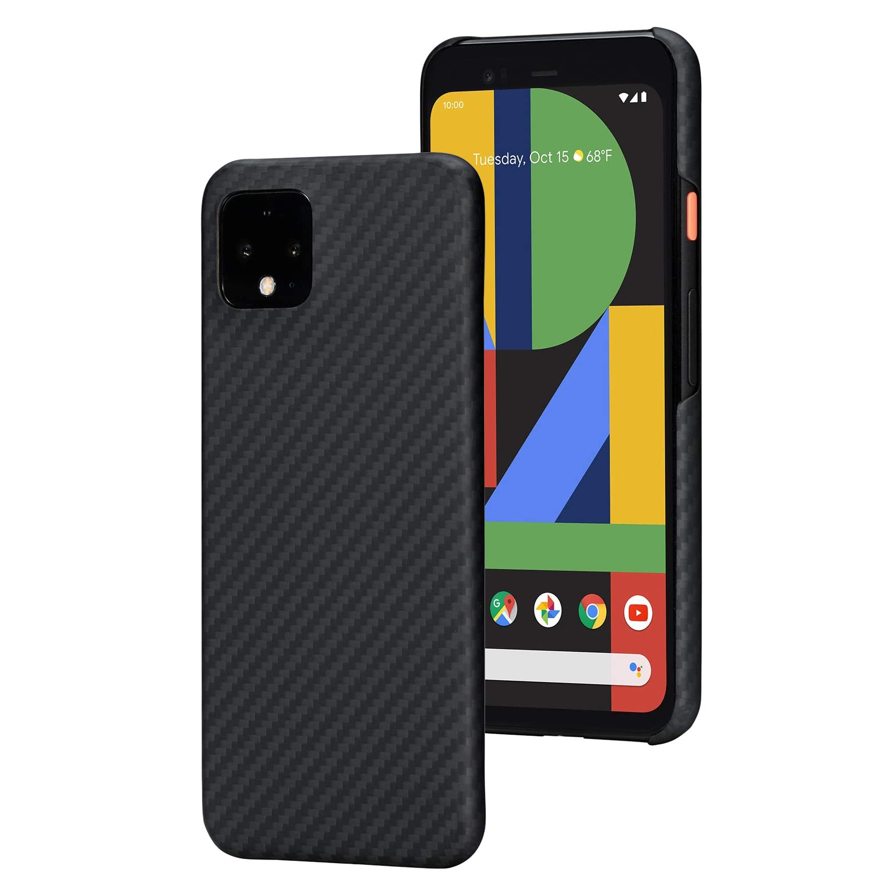 Carbon Aramid Fiber Phone Case Cover Shell Black/Grey twill color for Google Pixel 4