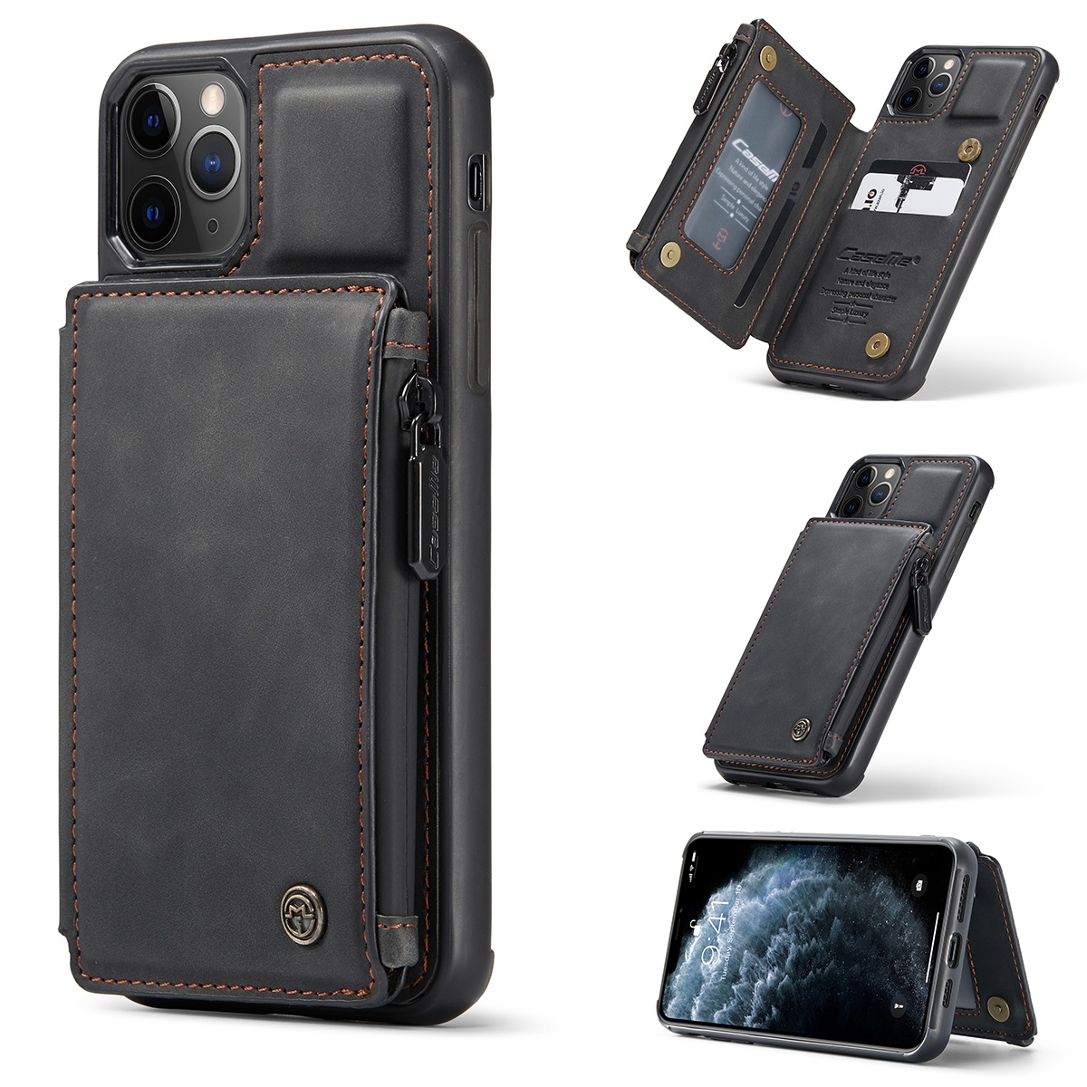 CaseMe Premium Luxury Real Card Slot Magnetic Leather Flip RFID Wallet Cell Phone Case With Card Slot Holder For Iphone 11