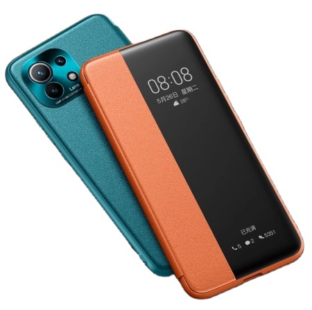 Smart Clear Window View Flip Case For Xiaomi 11 5G Luxury Case Mi 11 Redmi K40 Pro PU Leather Phone Cover Camera Protector Coque