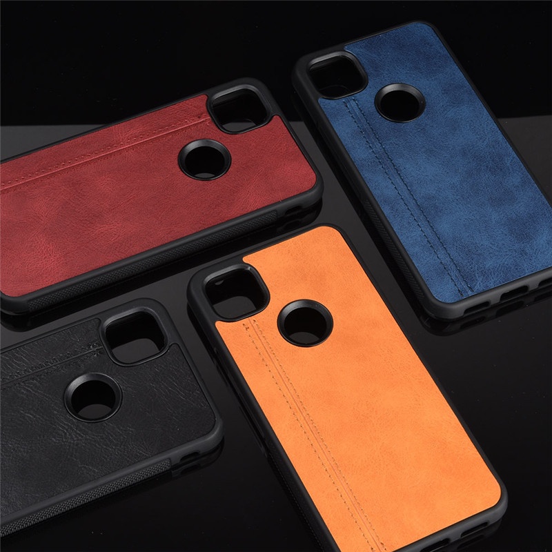 Vintage Cowhide Pattern Leather Case for Google Pixel 4A,TPU Bumper PU Leather Back Cover Phone Case for Pixel 4XL