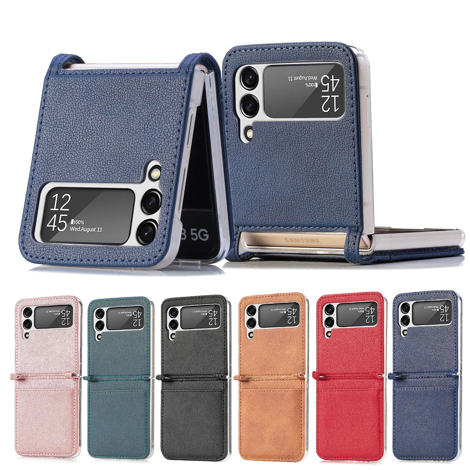 Suitable for Samsung Galaxy Z Flip 3 Folding PU Leather Mobile Phone Case, One-piece Card Multi-function Mobile Phone Holster