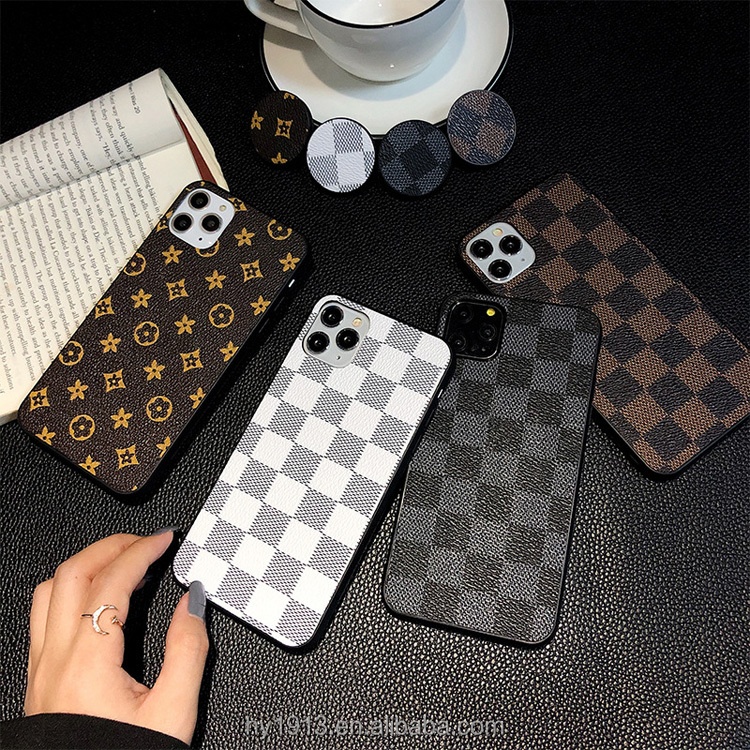 2021 trendy brand colorful design cell phone case pu leather with round holder back cover for iphone X XS XR  13 12 11 pro max