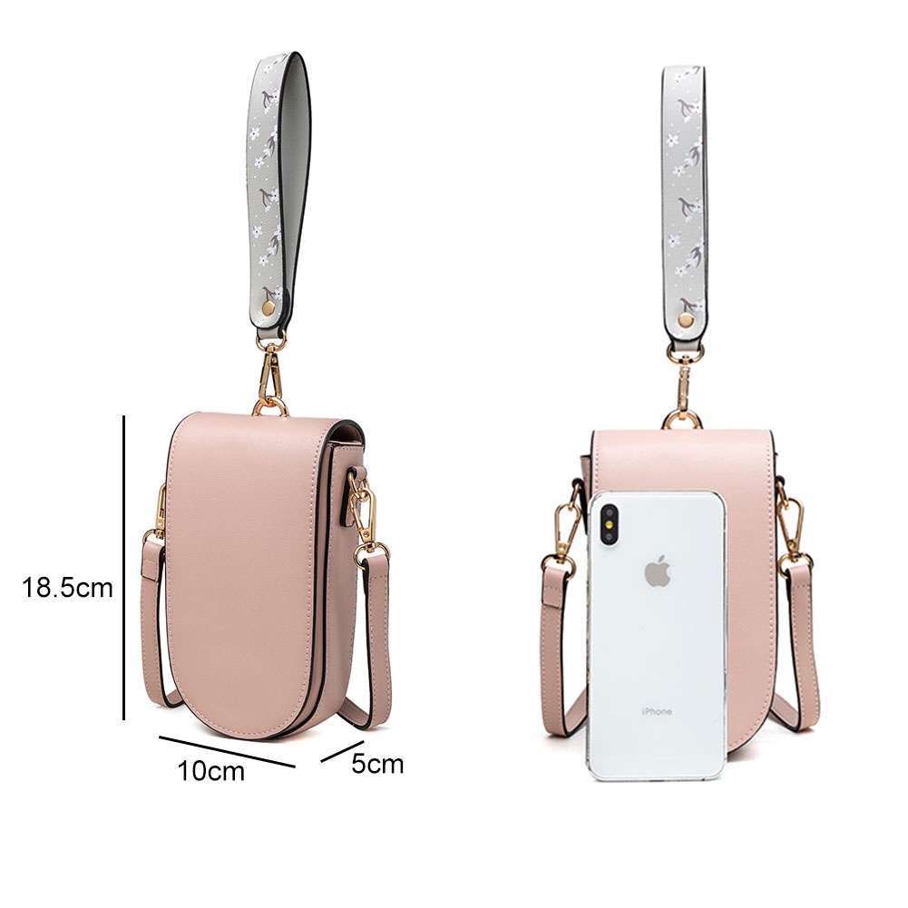 Lightweight Mini PU leather small crossbody mobile phone case bag wallet phone pouch shoulder bag with 2 Straps for Women