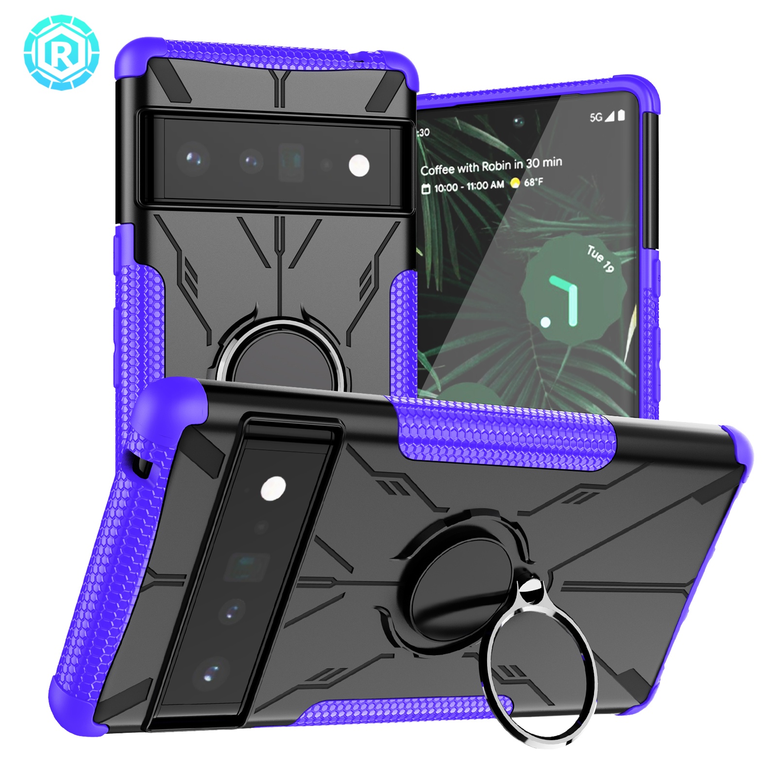 360 full Shockproof cover For Google Pixel 6 Pro Case Rotatable Ring Kickstand With Magnetic on-board For Google Pixel 6 Pro