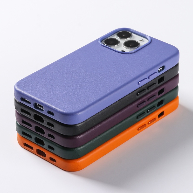 2021 Simple Fashion PU Leather Wireless Charge Magnetic Cell Phone Case for iphone 13