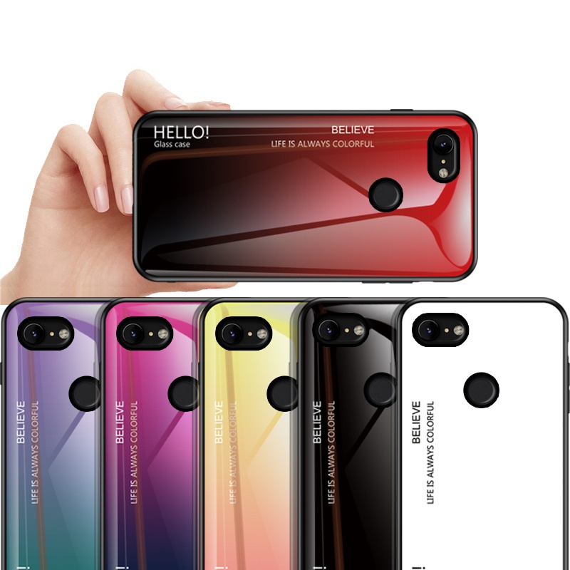 Glass Shell For Google Pixel 3 XL Gradient Tempered Glass Shockproof Coque Pixel3 4 5 6 Pro Back Cover Pixel 3A 4A Stained Case