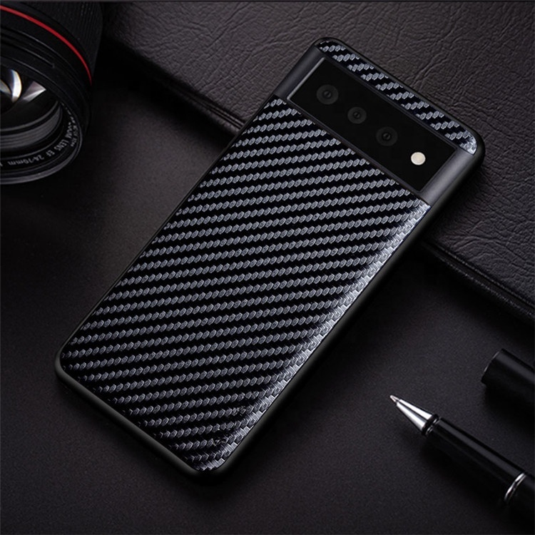 Hot sale luxury PU leather cross carbon fiber pattern shockproof fashion cell phone back cover case for Google pixel 6 pro