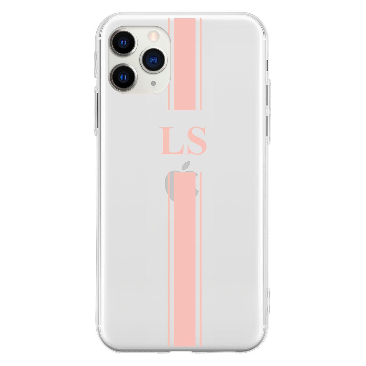 STRIPES AND INITIALS PERSONALISED CLEAR IPHONE CASE